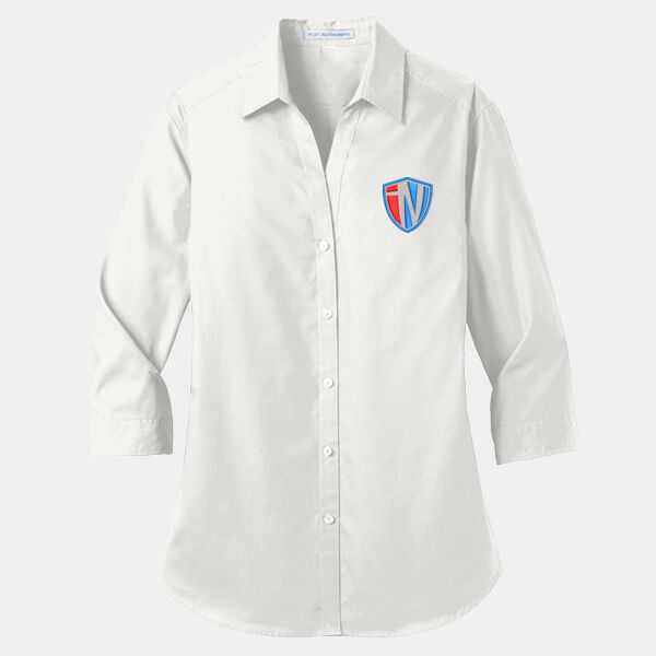 Ladies 3/4 Sleeve Carefree Poplin Shirt Thumbnail